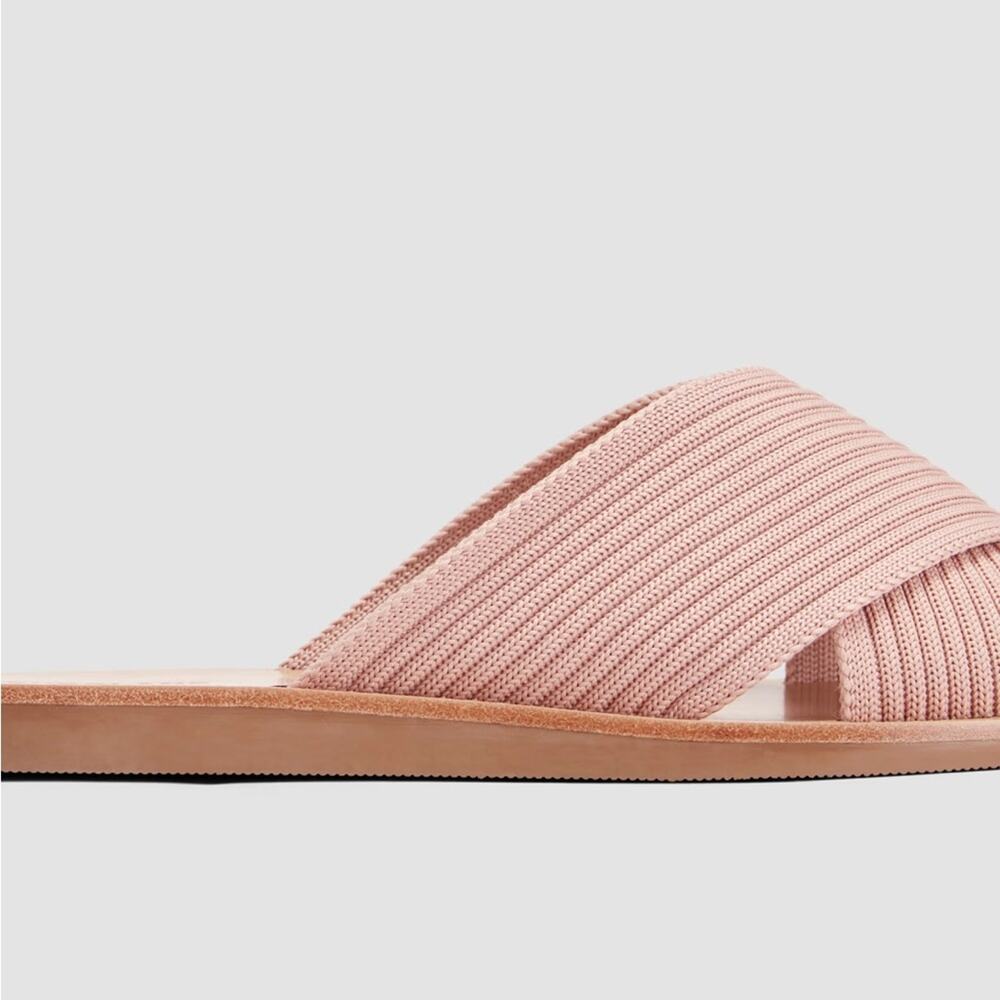Everlane Day Crossover Sandal Pink Tan Knit Slide Sandals Size 7 - Picture 5 of 9